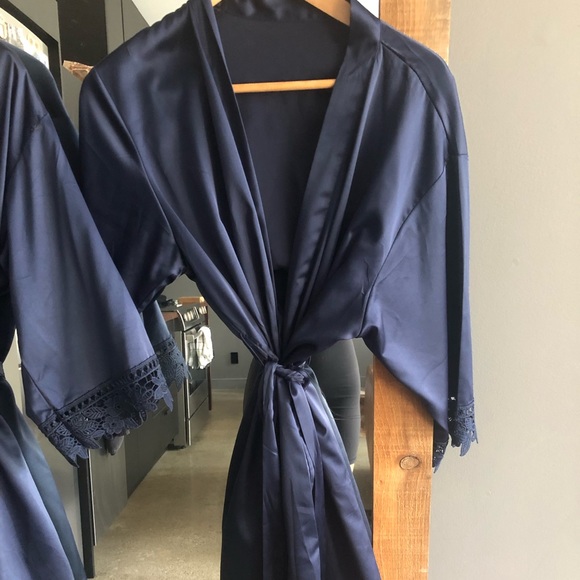 Two Silk Navy Blue Getting Ready Robes - Picture 3 of 4